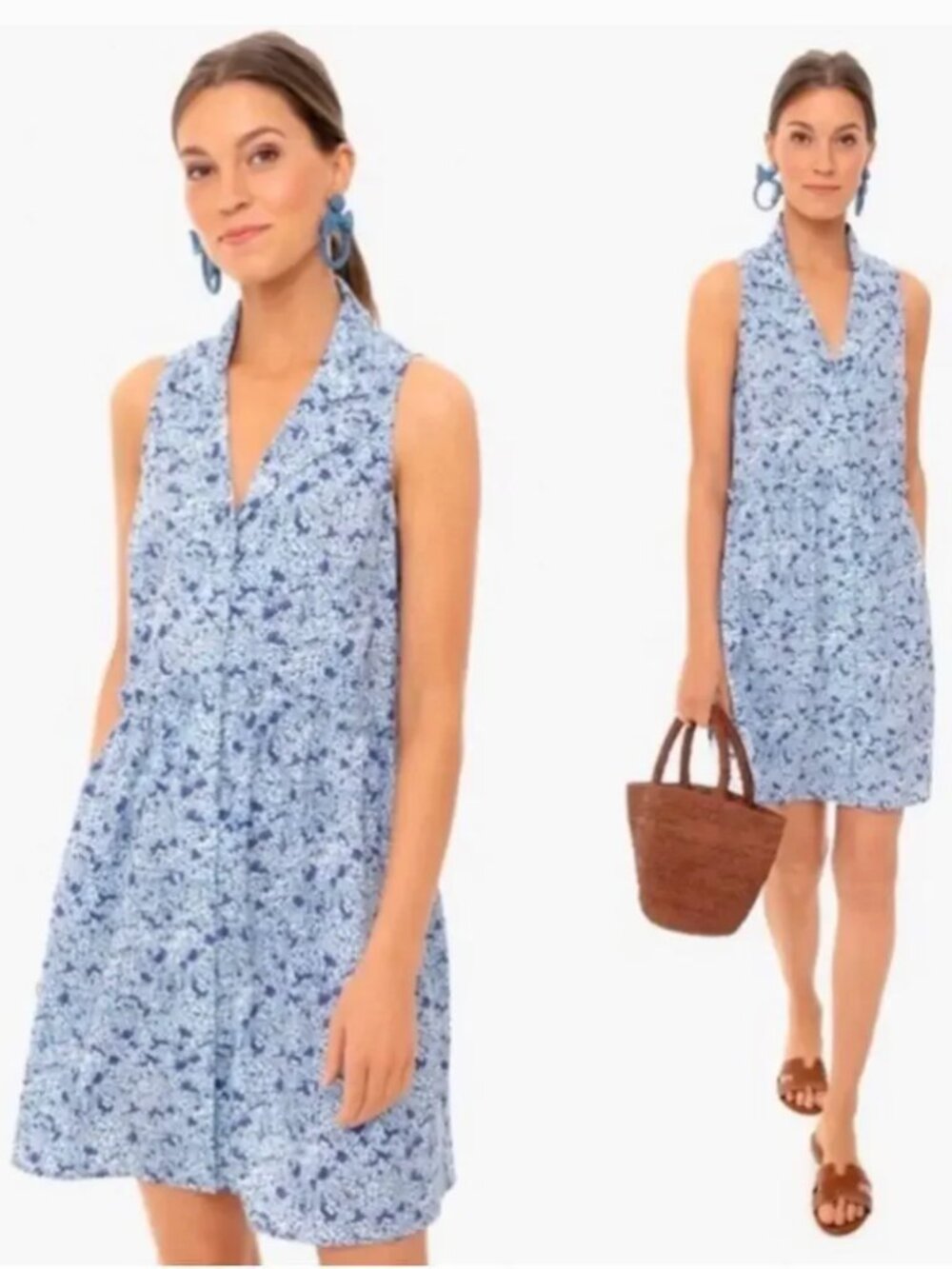 Tuckernuck Sleeveless Royal Shirt Dress Blue Hydrangea
